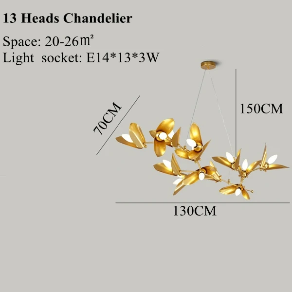 13 Heads Chandelier LukLoy Ресторан Подвески современное освещение гостиная люстра светильник Золотая лампа висячая кухня освещение столовая лампа - Цвет абажура: 13 Heads Chandelier