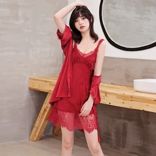 Гламурная ночная рубашка с подтяжками, двухсекционная сексуальная ночная рубашка, женская сексуальная ночная рубашка с длинными рукавами, Свободная Домашняя банная сорочка