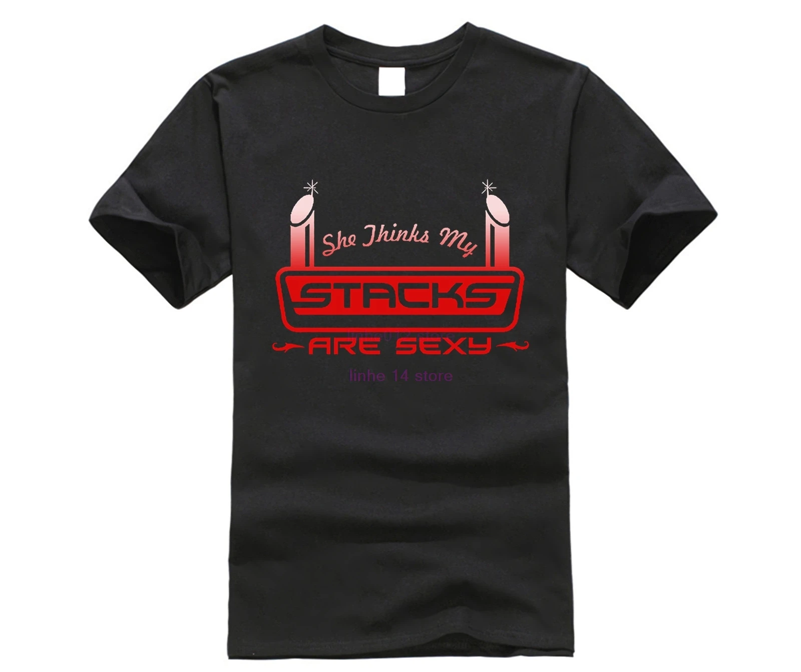 Brand Male t-shirt 2020 New o-neck Style Shirt She Thinks My Shelf Is Sexy Stack Black Smoke Tee | Мужская одежда