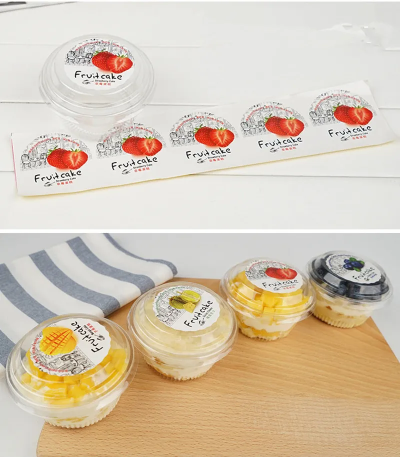 Disposable trasnparent dessert cake plastic cups round pudding jelly ice cream yogurt decor packaging cup with lid and sticker