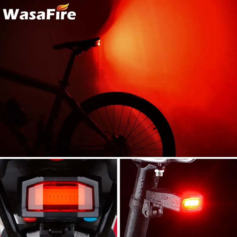 WasaFire USB Перезаряжаемые велосипедный задний фонарь светильник 3 режима светодиодный велосипедный Противоугонный светильник s Анти-кражи интеллигентая(ый) Предупреждение велосипедный фонарь