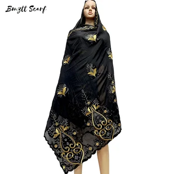 

High Quality Chiffon Scarf mulim women embroidery chiffon splice tulle material big size scarf for shawls BF-119