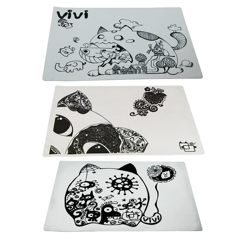 Кошка мультфильм коврик для корма кровать Кормление вода еда подстилка для посуды силиконовая противоскользящая скатерть