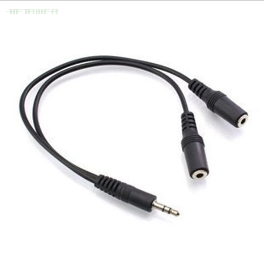3 5mm Male Splits Two 3 5mm Female Headphone Audio Adapter Cable Professional Audio Line Hot Sell 300pcs lot