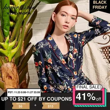 

Vero Moda New Women's Drapery Botanic Print Lace-up Homewear Sleepwear | 3183P9501