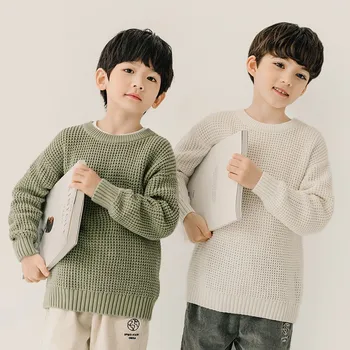 

Children Knitted Sweater For Boys Autumn Winter Soft Cotton Pullovers Long Sleeve O Neck Warm Tops 3-14y Kids Sweaters Knitwear