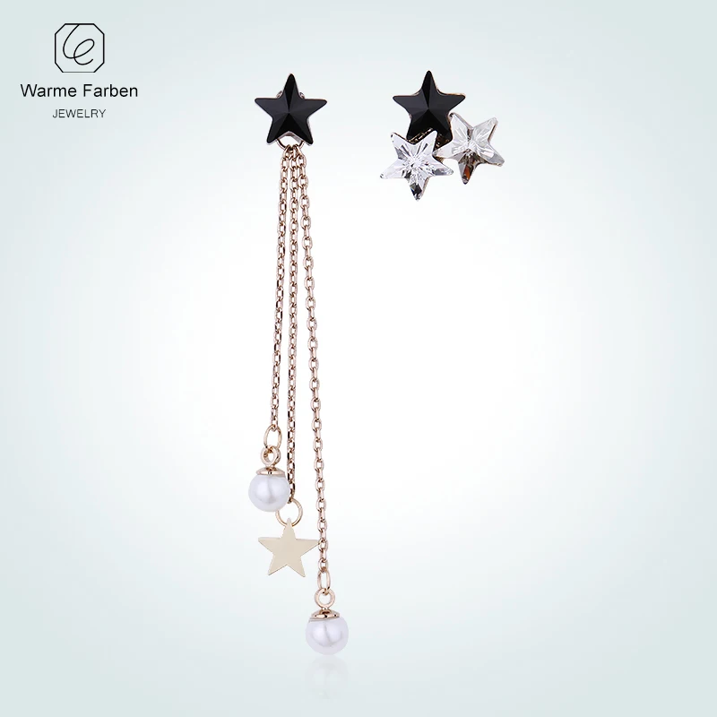 Серьги Warben Farben с кристаллами Swarovski для женщин, асимметричные серьги в виде звезды с металлическими кисточками, оригинальные серьги-капли в подарок