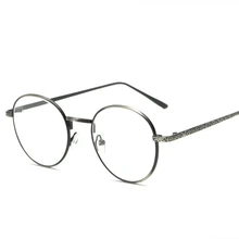Европейская и американская мода ретро металл плоское зеркало унисекс литературные очки Маленькая свежая круглая оправа без градусов очки для чтения