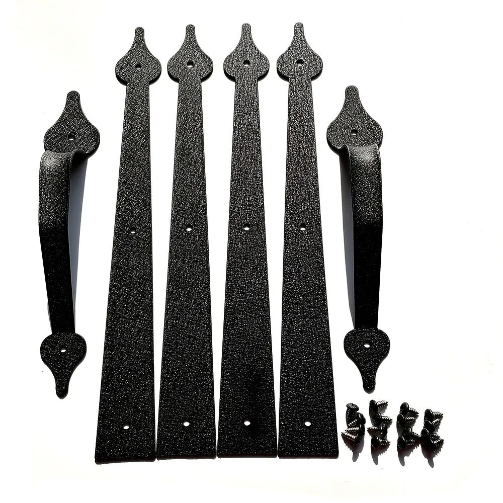 Decorative Garage Door Hinges Handles Hardware Kit Color Black