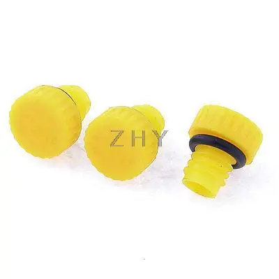 

3 Pcs Yellow 0.59" Outer Thread Plastic Oil Plug for Air Compressor