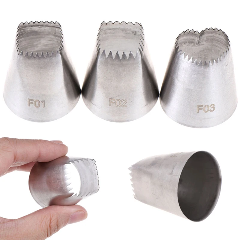 3pcs Square Heart Icing Piping Nozzles Russian DIY Cream Cake Pastry Tips Tool