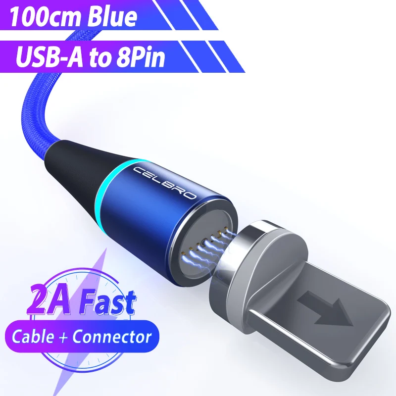 Магнитный кабель Micro usb type C Tipoc Led 5A Supercharge для huawei P30 P20 P10 mate 30 20 Pro Lite Cabo Usb Magnetico 1 м 3.3ft - Цвет: blue for 8pin