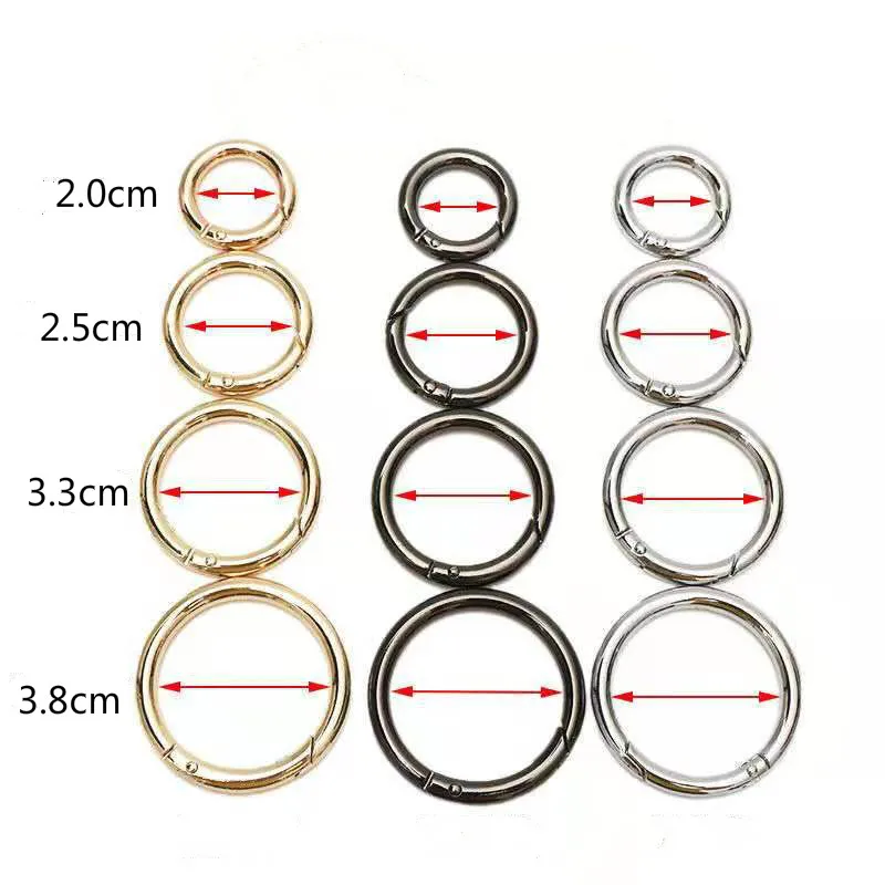 

3Pcs Metal Ring Buckle Open Spring Bag Hardware Fittings