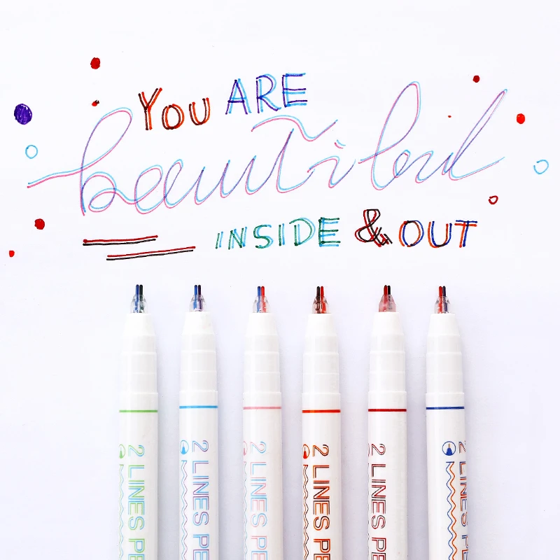 

1 pcs Colorful Liner Pen 2 Lines Outline Double Head Pens for Writing Drawing Stationery School & Office Suppllies Kids Gifts