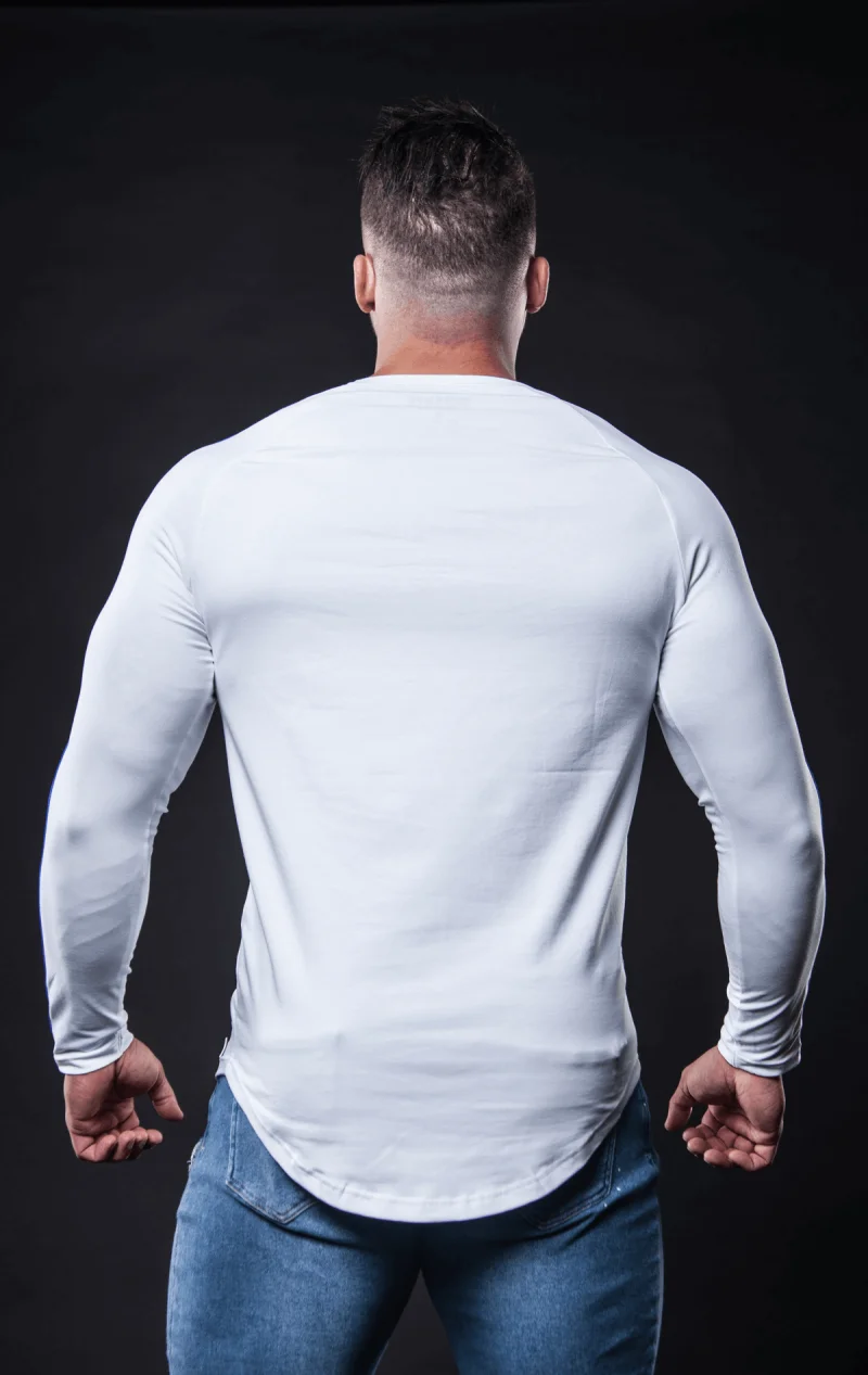 Модная однотонная быстросохнущая компрессионная рубашка для бодибилдинга, футболка с длинными рукавами размера плюс, одежда для фитнеса, однотонные Топы