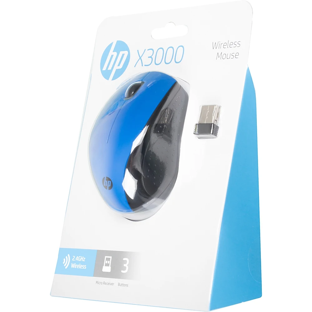 Мышь HP X3000 синий оптическая(1200dpi) беспроводная USB(3but