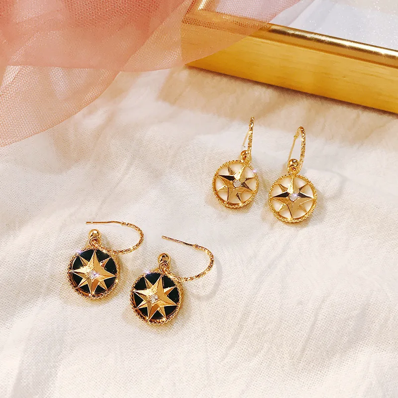 

Korea Stud Earrings Baroque S 925 Silver Needle Retro Simple Fashion Gold Color Geometric Round Earrings For Women Jewelry