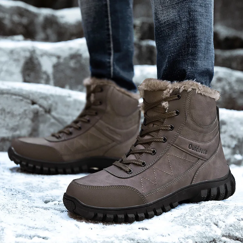 

High Help Increase Down Keep Warm Shoe Outdoors Non-slip Snowfield Boots Sneakers Leisure Time Male All-match Shoes