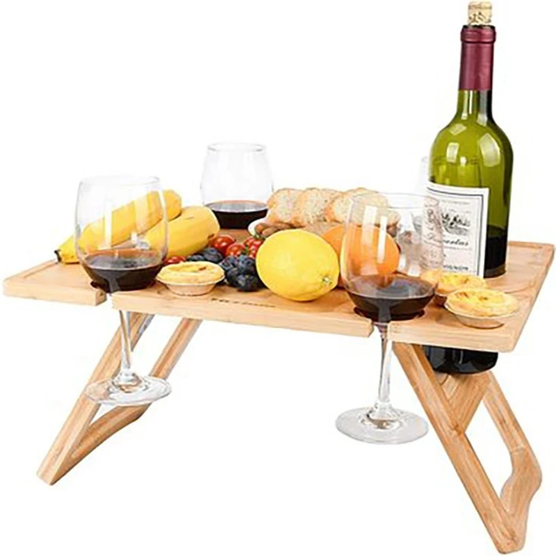 Portable Wooden Wine Picnic Table 4