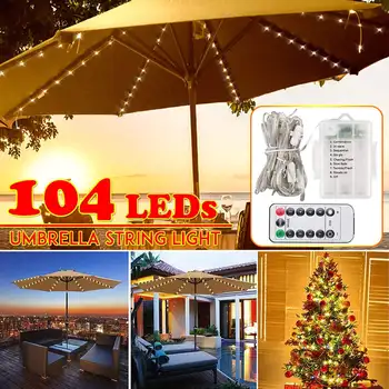 

104LED IP67 LED Patio Umbrella Light Garden Parasol Lamp LED String Light Waterproof Flexible Decor Outdoor Lighting