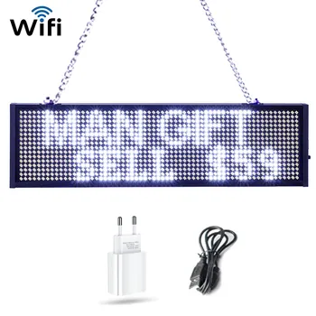 

P5 SMD Led Sign Android Phone WIFI Remote Control Programmable Scrolling Message Time white LED Display Board