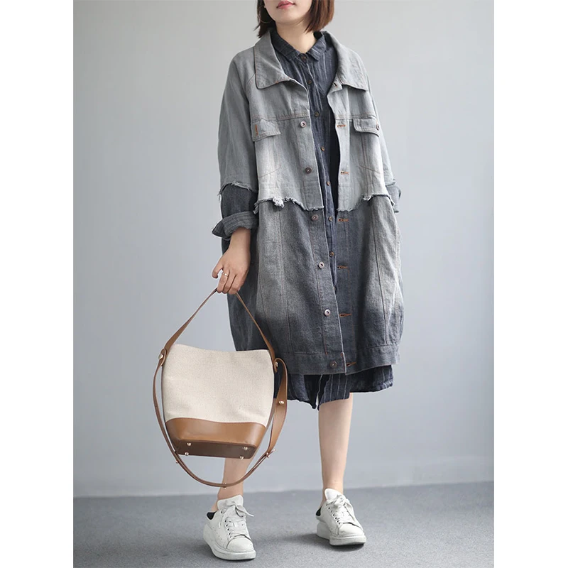 lower price  Outerwear & Coats Denim Jackets Long Sleeve Patchwork Oversize Jacket Windbreaker Coats Women Casua