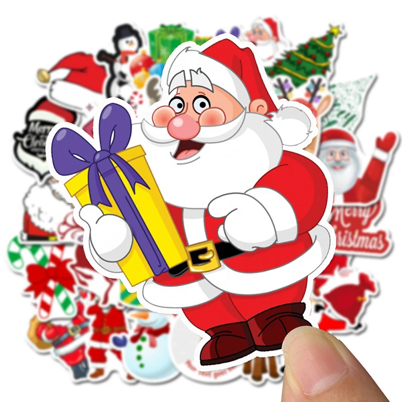 50 шт. рождественские наклейки Санта Клаус Снеговик декоративные наклейки s для чехол Чехол для костюма чемодан гитара ноутбук детские игрушки F4