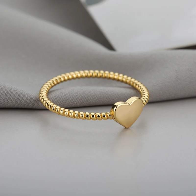 Female Women's Rings Wedding Stainless Steel Love Heart Round Ring Gifts Girl Party Fashion Copper Jewelry Accessories