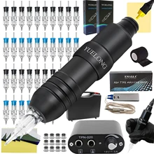 Yuelong Cartridge Tattoo Machine Kit with RCA Pen Power Supply Cartridges Needles Foot Pedal for Tattoo Supplie