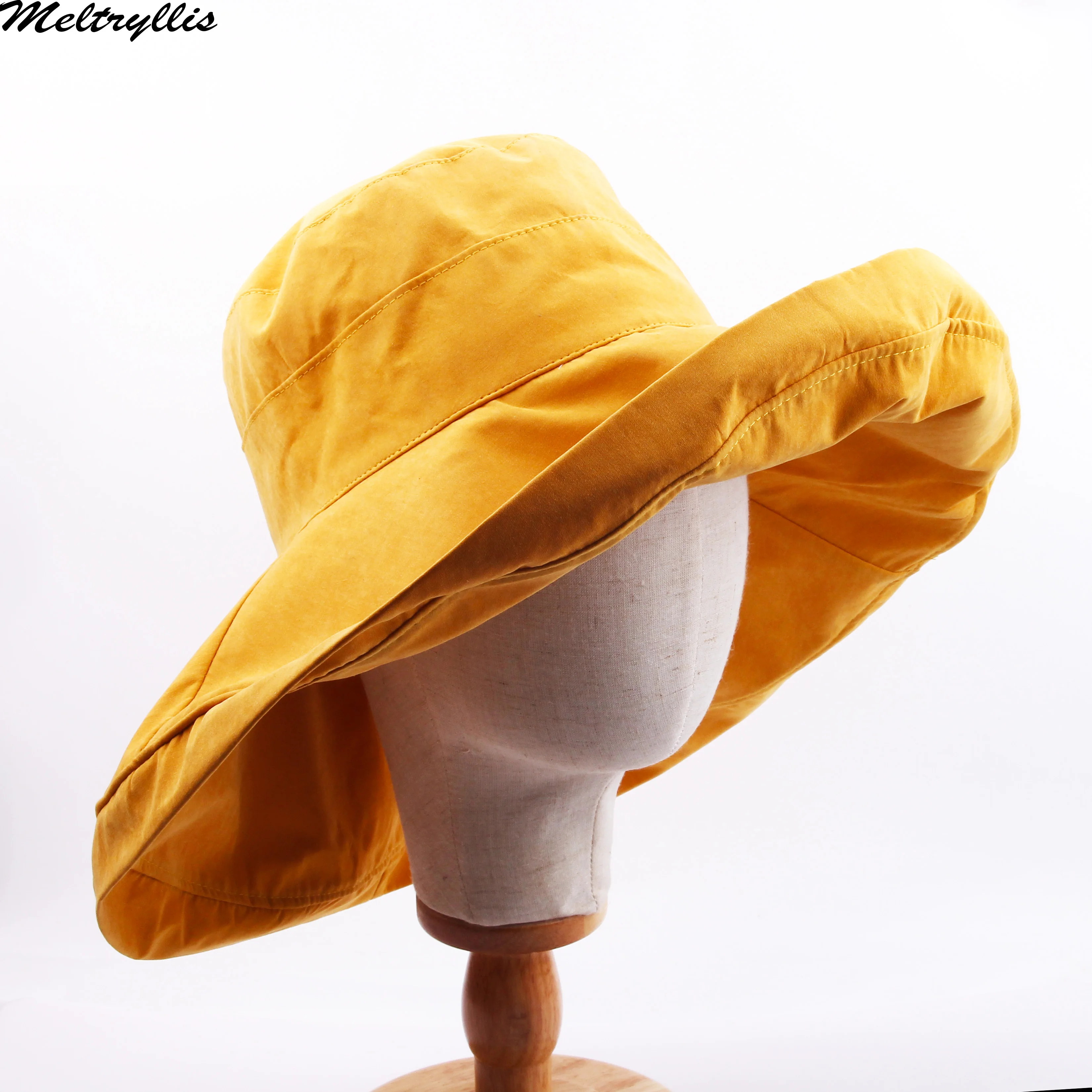 [Meltryllis] Женская модная Солнцезащитная шляпа с супер широкими полями, складывающаяся Панама, кепка для пешего туризма, альпинизма, охоты