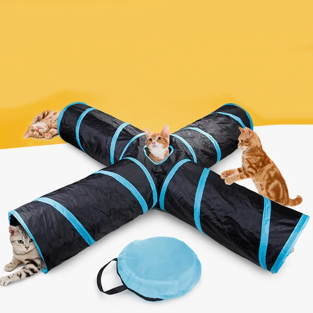 Cat Crinkle Sound 4-Way-Out Tunnel Collapsible Game Pet Nest Supplies with Ball 2020 | Дом и сад