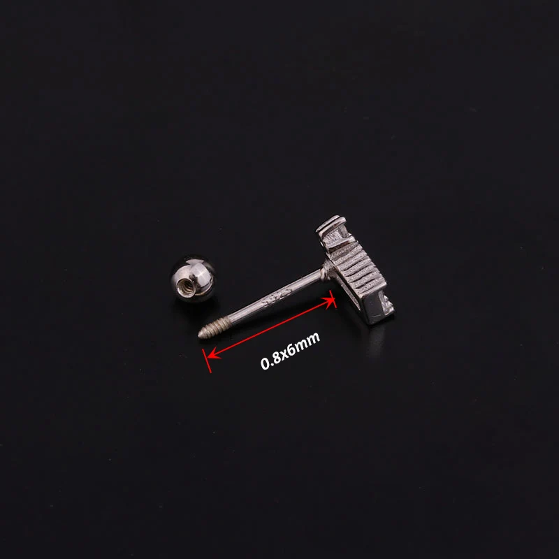 1Pc 925 Sterling Silver Barbell CZ Tragus Diath Cartilage Helix Rook Piercing Earring Ear piercing Women Fashion Jewelry-1