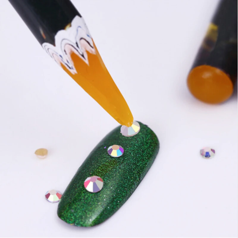 

1Pc Nail Easily Picking Up Rhinestone Picker Wax Pen Nail Manicure Dotting Tool Random Color