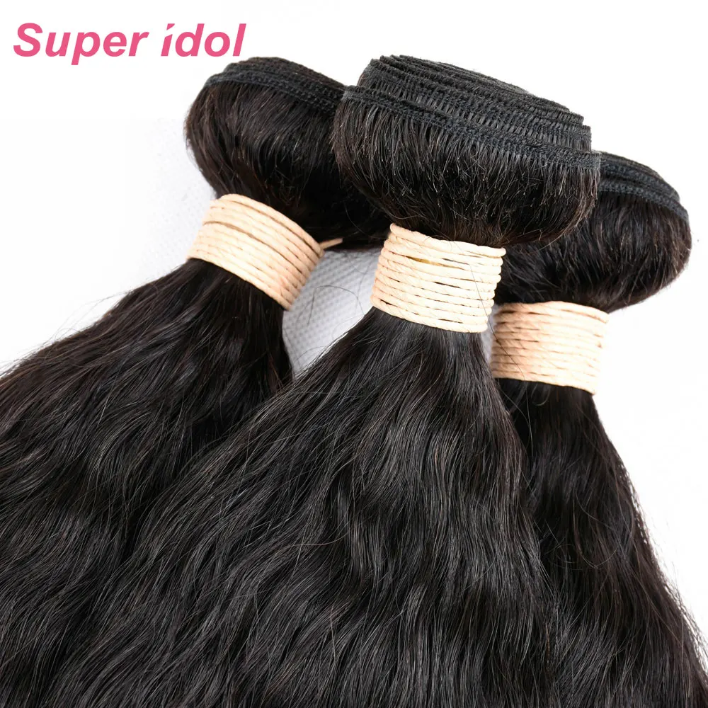 Pacotes de Cabelo Super Idol Brasileiro Kinky Straigt 100% Remy Tecer Cabelo Humano Pacotes Comprimento Longo Cor Natural 3 Extensões 2 Pacotes com 34