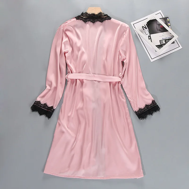 New Arrival Ladies 2PC Silk Satin Nightie With a Bathrobe Sexy Floral Sling Nightdress And Robe Casual Housecoat Set For Women