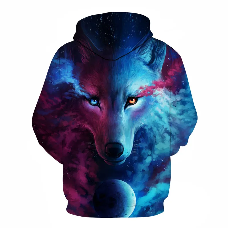 3d-printed Wolf men and women sportswear long-sleeved pullover hoodie streetwear hip-hop sweatshirt loose jacket jacket harajuku