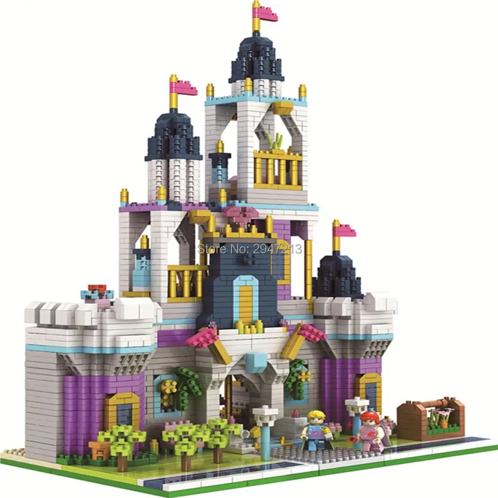 

hot LegoINGlys city creators architecture European Castle Prince and princess model mini micro diamond blocks nano bricks toys