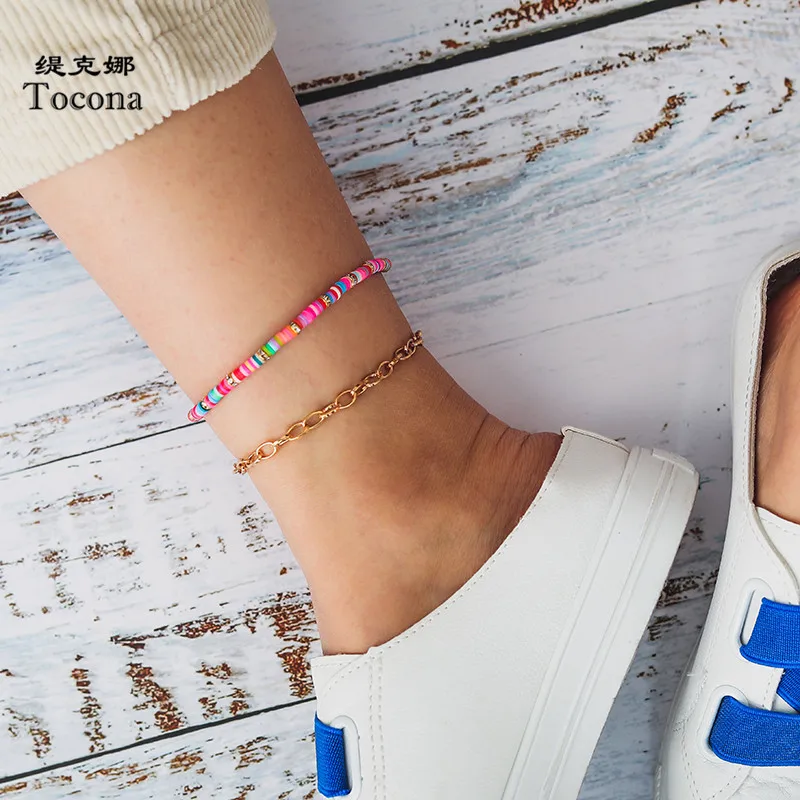 Tocona Summer Colorful Bead Anklets for Women Gold Chain Fashion Foot -Jewelry 2pcs/sets Bohmeian Jewelry Wholesale 8462 Tocona Summer Colorful Bead Anklets for Women Gold Chain Fashion Foot -Jewelry 2pcs/sets Bohmeian Jewelry Wholesale 8462
