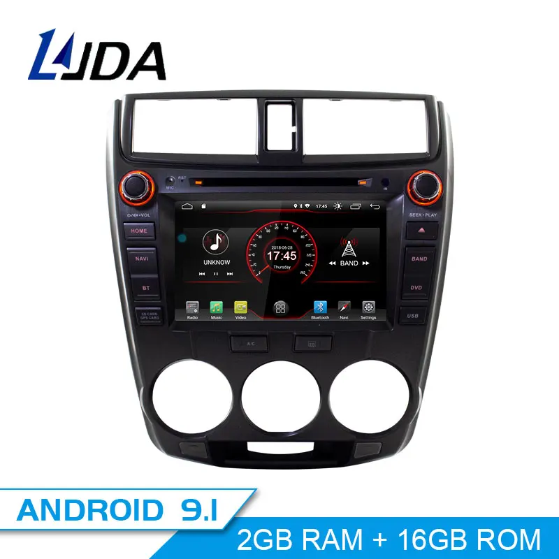 Excellent LJDA 1 Din Android 9.1 Car Radio For Honda CITY 2011-2016 WIFI Car Multimedia Player Stereo GPS Navigation DVD IPS Auto Audio 0