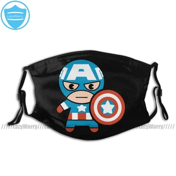 

Captain America Mouth Face Mask Kawaii Captain America With Shield Facial Mask Funny Kawai with 2 Filters for Adult