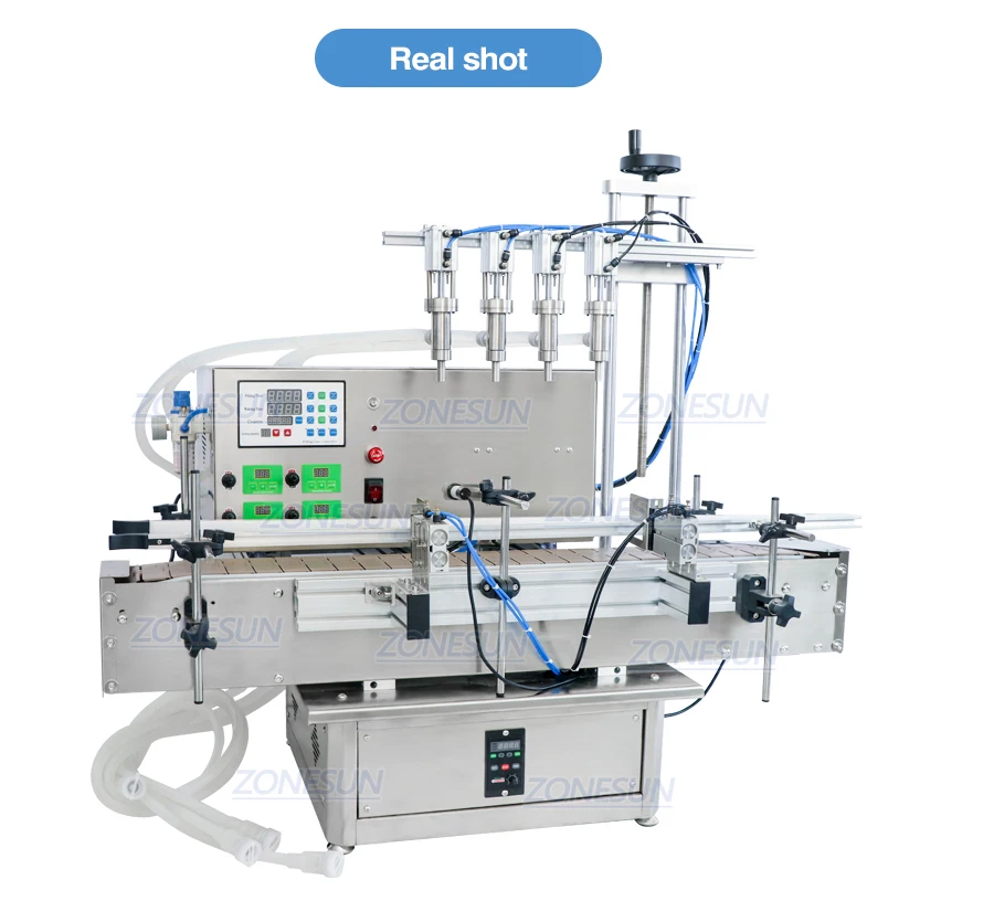 ZONESUN ZS-DTPP4E Пневматическая автоматическая машина для наполнения жидкостью с 4 насадками Лосьон Глазные капли Сок Масло Гелевый наполнитель Перистальтический насос 