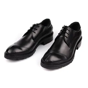 

Round Thick Toe Bottom Men Formal Cow Genuine Leather Lace Up Male Footwear Business Top Quality Brand Fashion Shoes