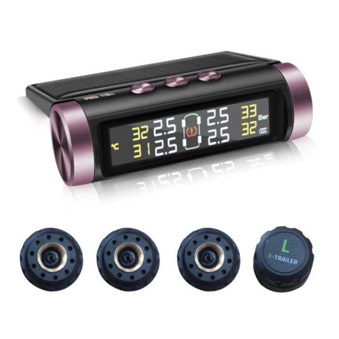 Автомобильный TPMS система контроля давления в шинах Солнечный цифровой ЖК-дисплей с внешним датчиком