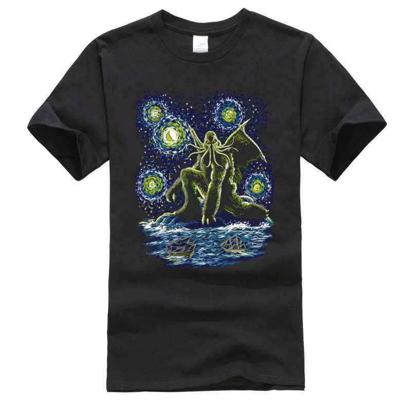 Night_of_Cthulhu_6744 3D Printed Tshirts for Men Pure Cotton Thanksgiving Day Tops Shirt Tee-Shirts Short Sleeve Discount O-Neck Night_of_Cthulhu_6744 black