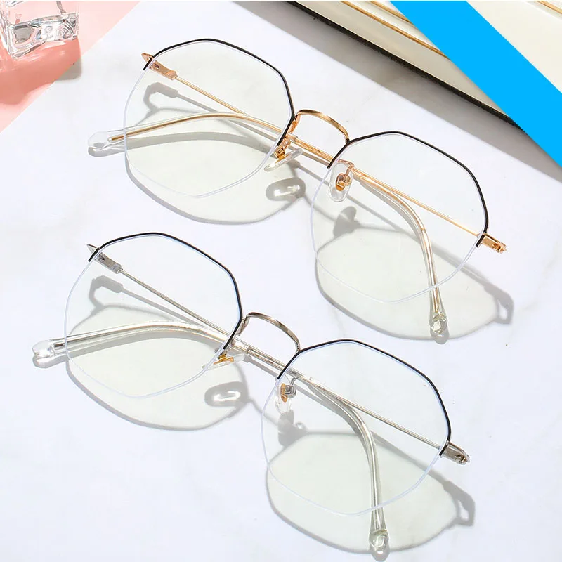 

Fashion Oversize Semi Rimless Glasses Blue Light Blocking Eye Glasses Optical Spectacle Computer Eyeglasses Frame For Women Men