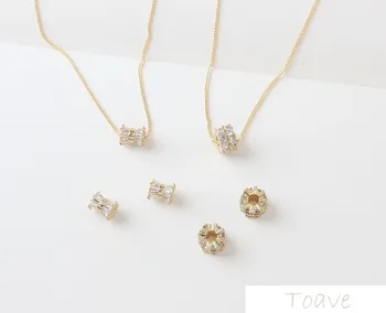 

2pcs Maintains Color Copper Plated 18 K Gold Necklace Zircon Pendant DIY Bracelet Necklace Accessories Material