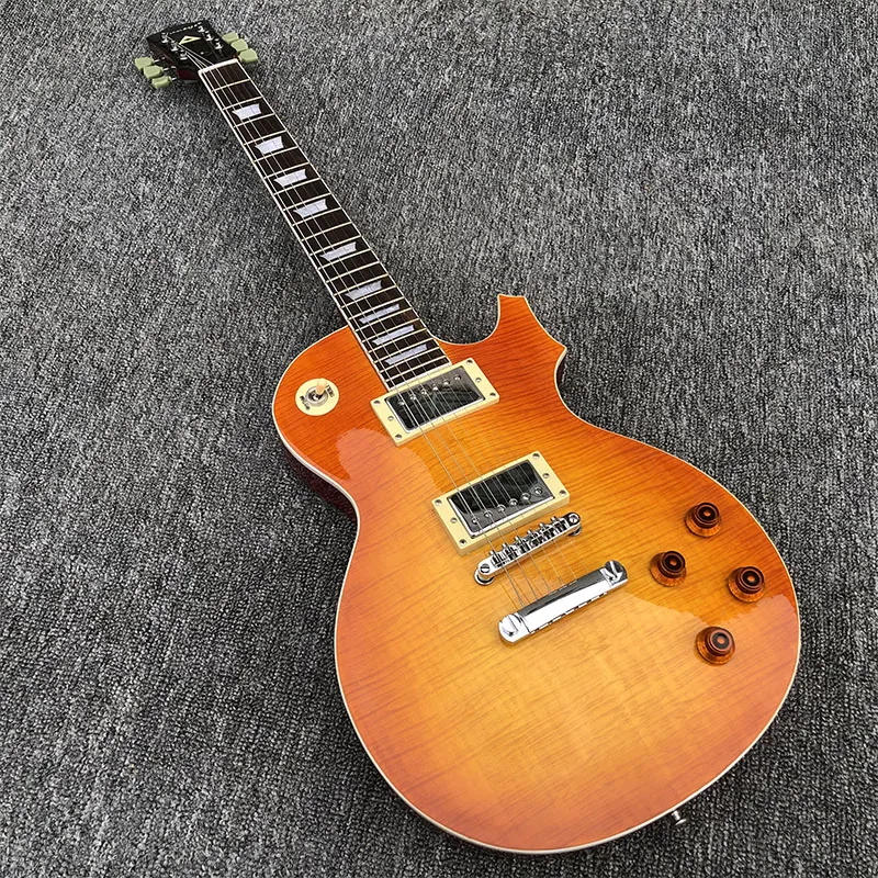 

2019 High quality 6 String Electric Guitar, Mahogany body With Flamed Maple TopOrange red paint,free shipping