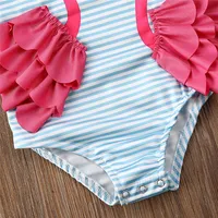 1-4Years Kid Baby Girls Swimsuits Flamingo Striped Swimwear For Girls Summer One_Piece Swimsuit Girls Beach Bathing Suit 4