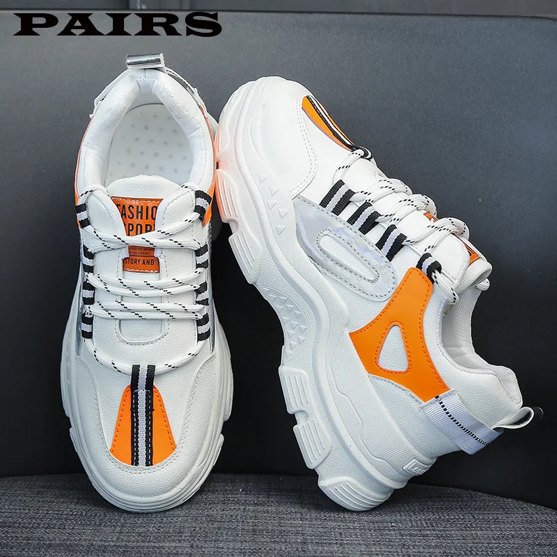 

2019 Autumn Casual Shoes Woman Lace Up Round Toe Vulcanize Shoes Platform Sneakers Student 5cm Bottom Comfortable Flats PlusSize