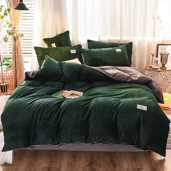 

2019 New Crystal Flannel Fleece Bedding Set Small Label Bed Linens Home AB Set Side Duvet Japan Winter Fleece Style Carol Cover